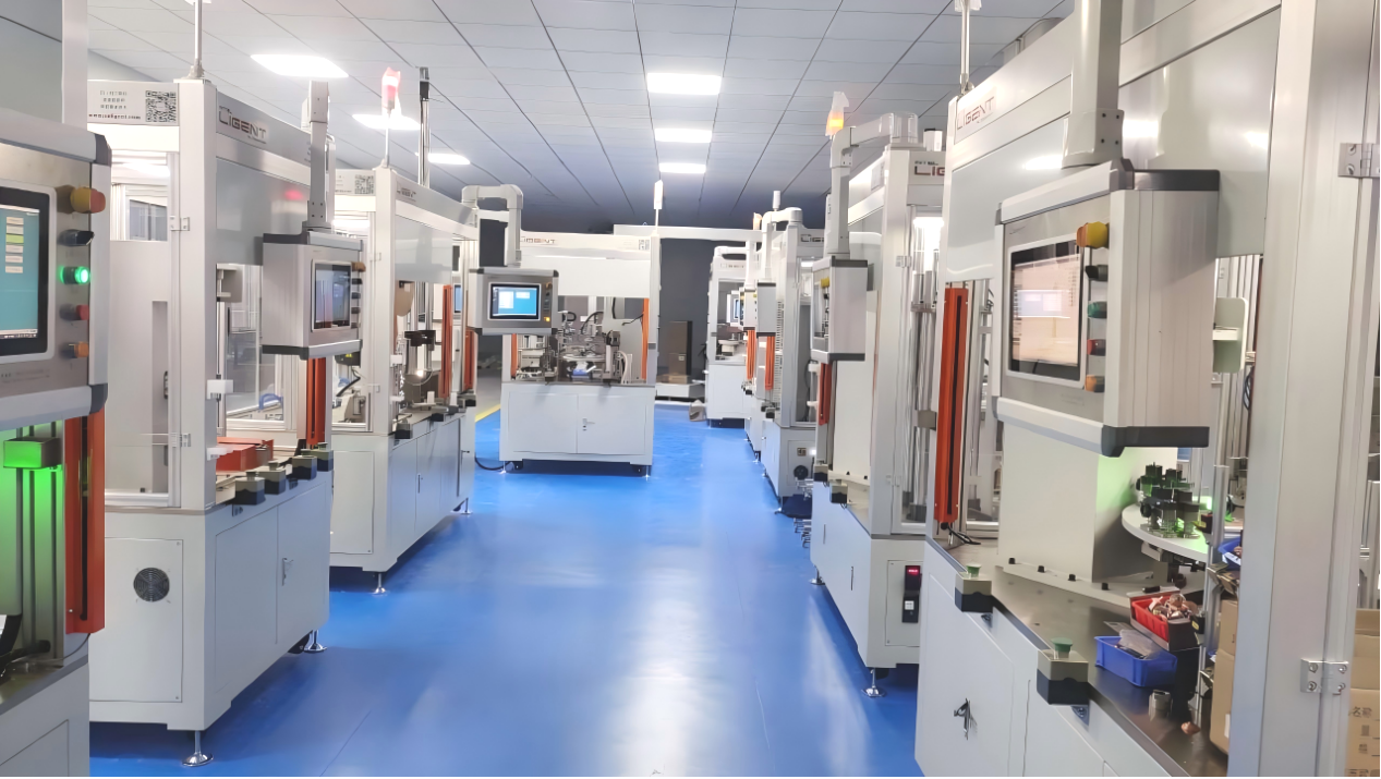 Assembly line for electronically controlled shock absorbers with built-in solenoid valves